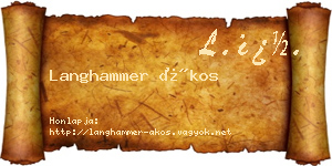 Langhammer Ákos névjegykártya